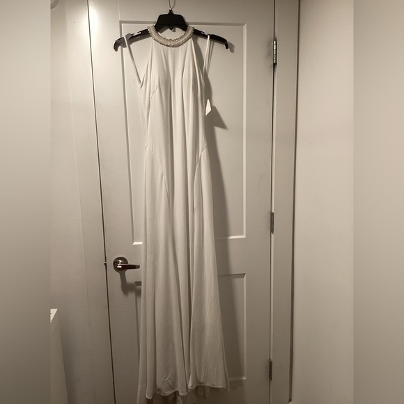 Ieena MacDuggal Beaded Halter Jersey Evening Gown Size 6 - Picture 3 of 10